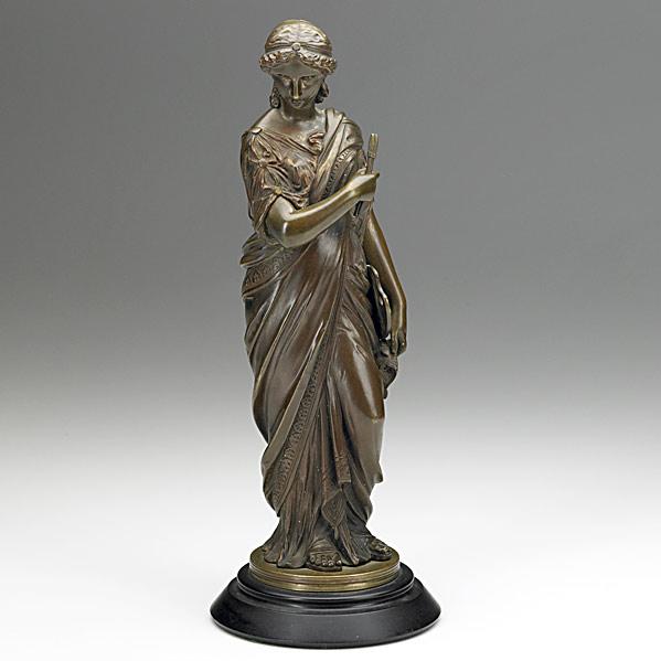 Appraisal: CLASSICAL BRONZEOf a female artist th th c Signed L