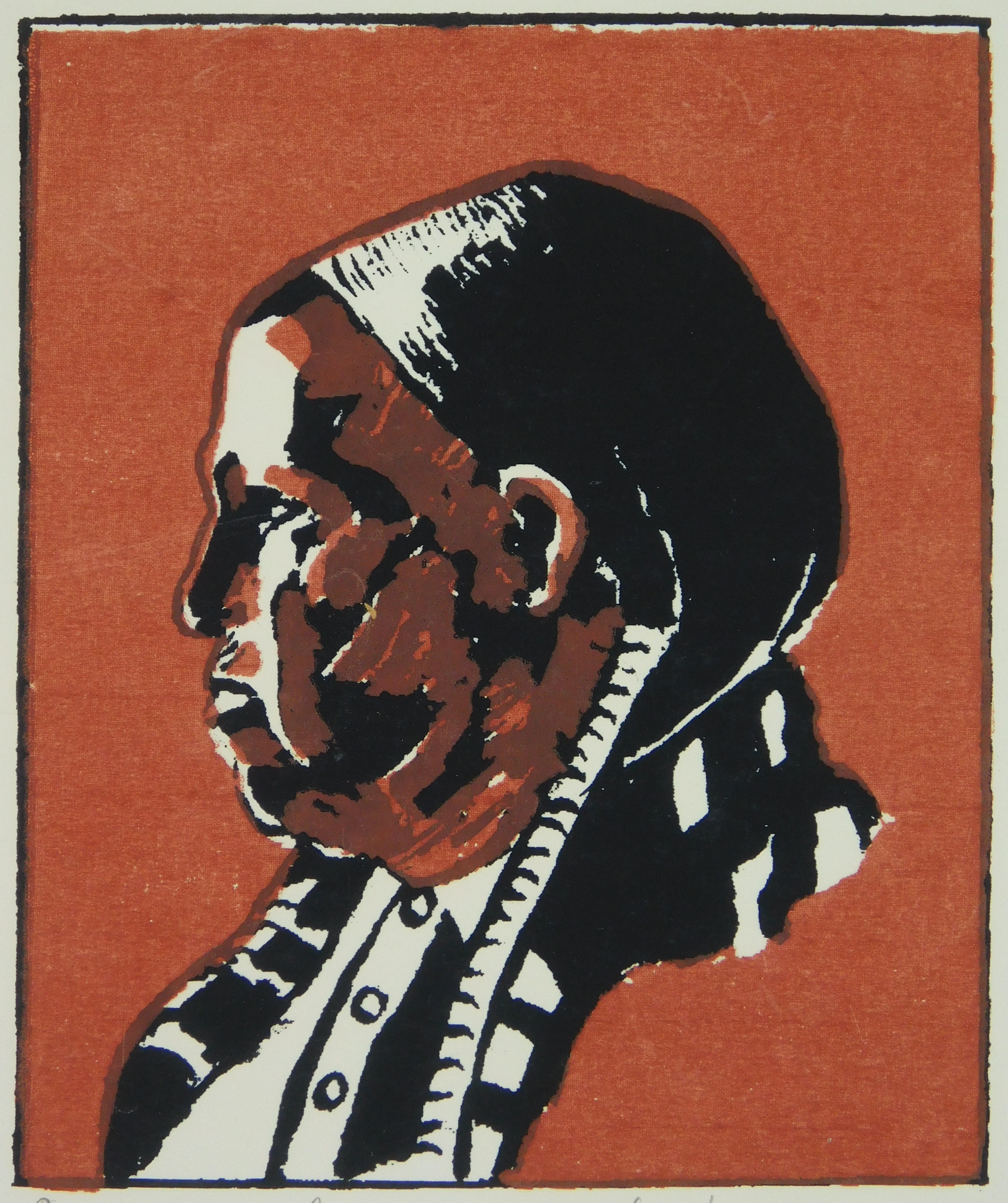 Appraisal: Helen Blumenshein - ''Geronimo War Chief Taos''- serigraph and woodcut