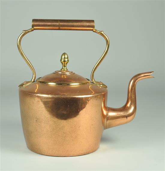 Appraisal: Copper Dovetailed Teapot th Century Lid and stationary handle gooseneck