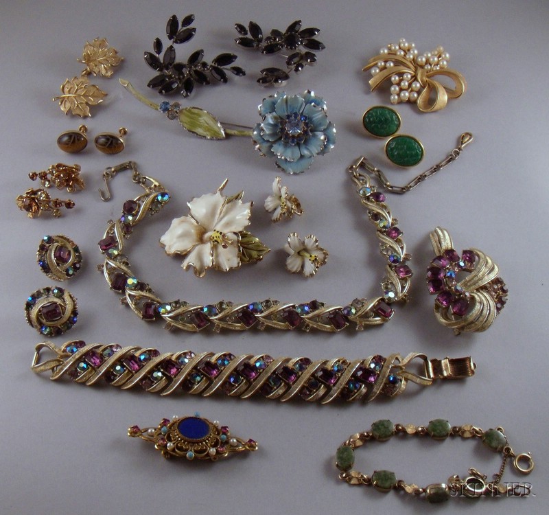 Appraisal: Small Group of Costume Jewelry mostly signed makers include Trifari