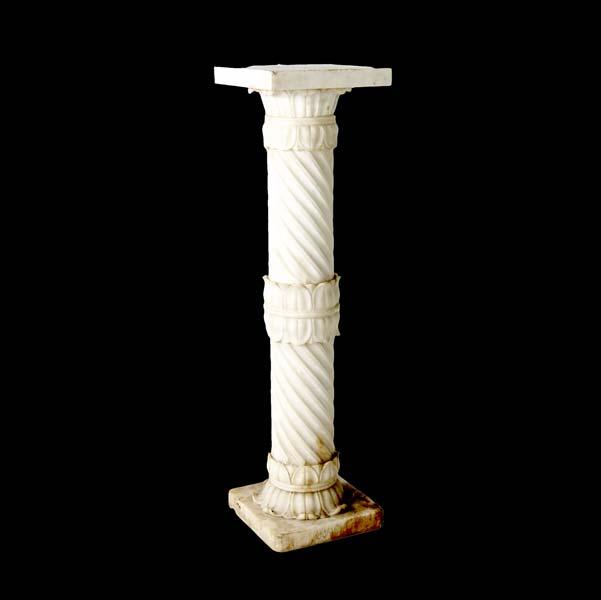 Appraisal: WHITE MARBLE PEDESTAL Of columnar form with acanthus leaf decoration