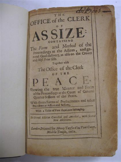 Appraisal: vol The Office of the Clerk of Assize with the