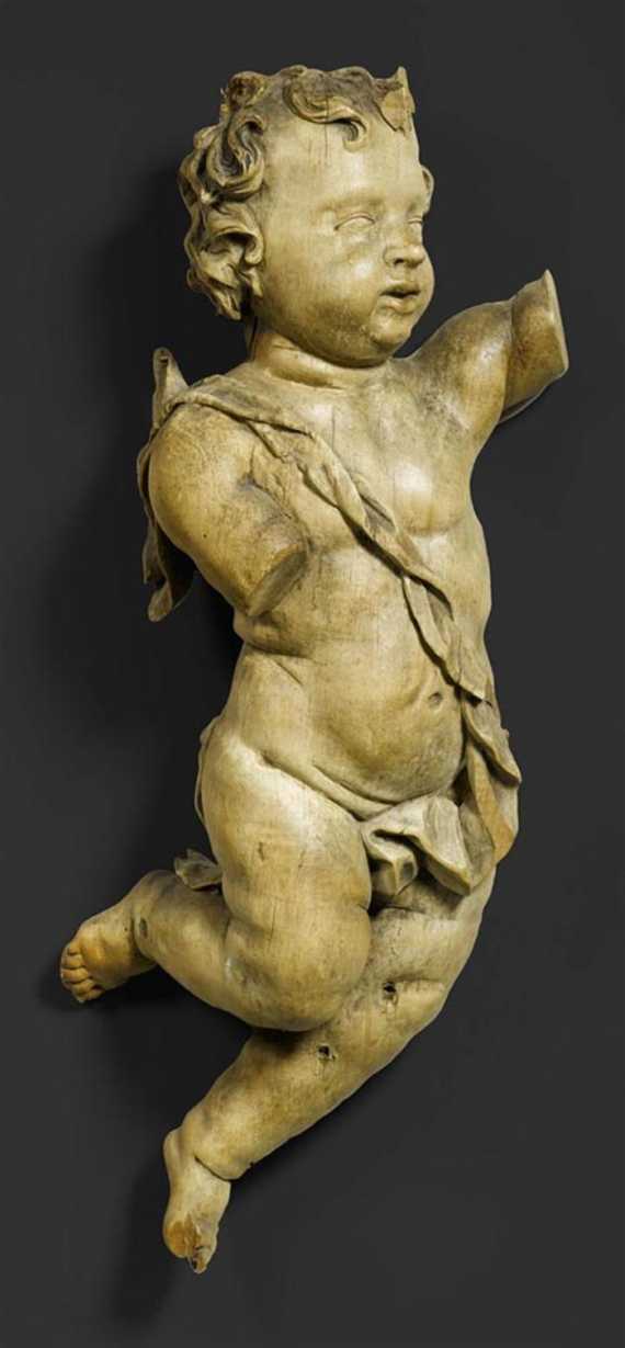 Appraisal: ANGEL Baroque South German th century Fully carved linden wood