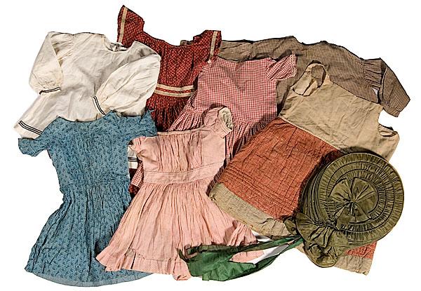 Appraisal: TH-CENTURY GIRL'S DRESSES SMOCKS AND A SILK BONNET ca -