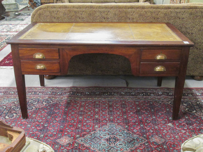 Appraisal: FLAT-TOP MAHOGANY DESK English early th century having a rectangular