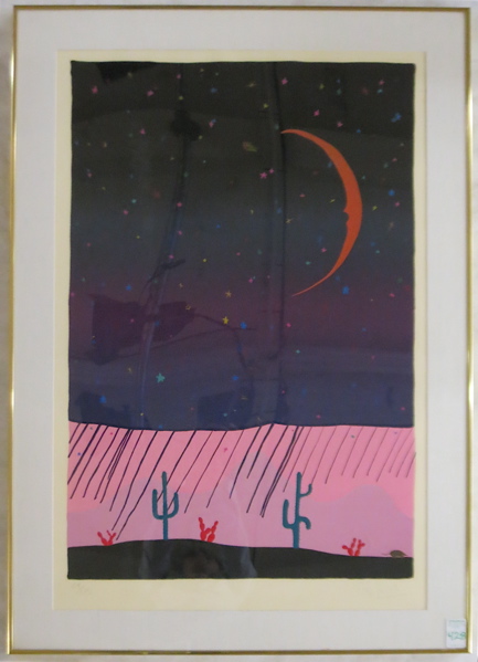 Appraisal: D G SMITH SERIGRAPH American th century Nocturnal desert landscape