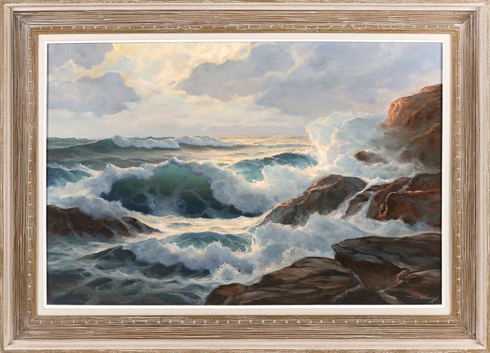 Appraisal: WILLIAM COLUMBUS EHRIG MAINE - SUNLIGHT OVER CRASHING WAVES OIL