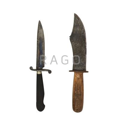 Appraisal: BOWIE TYPE KNIVES Two th th c One with blue