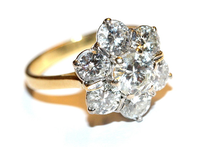 Appraisal: A SEVEN STONE DIAMOND RING in the form of a