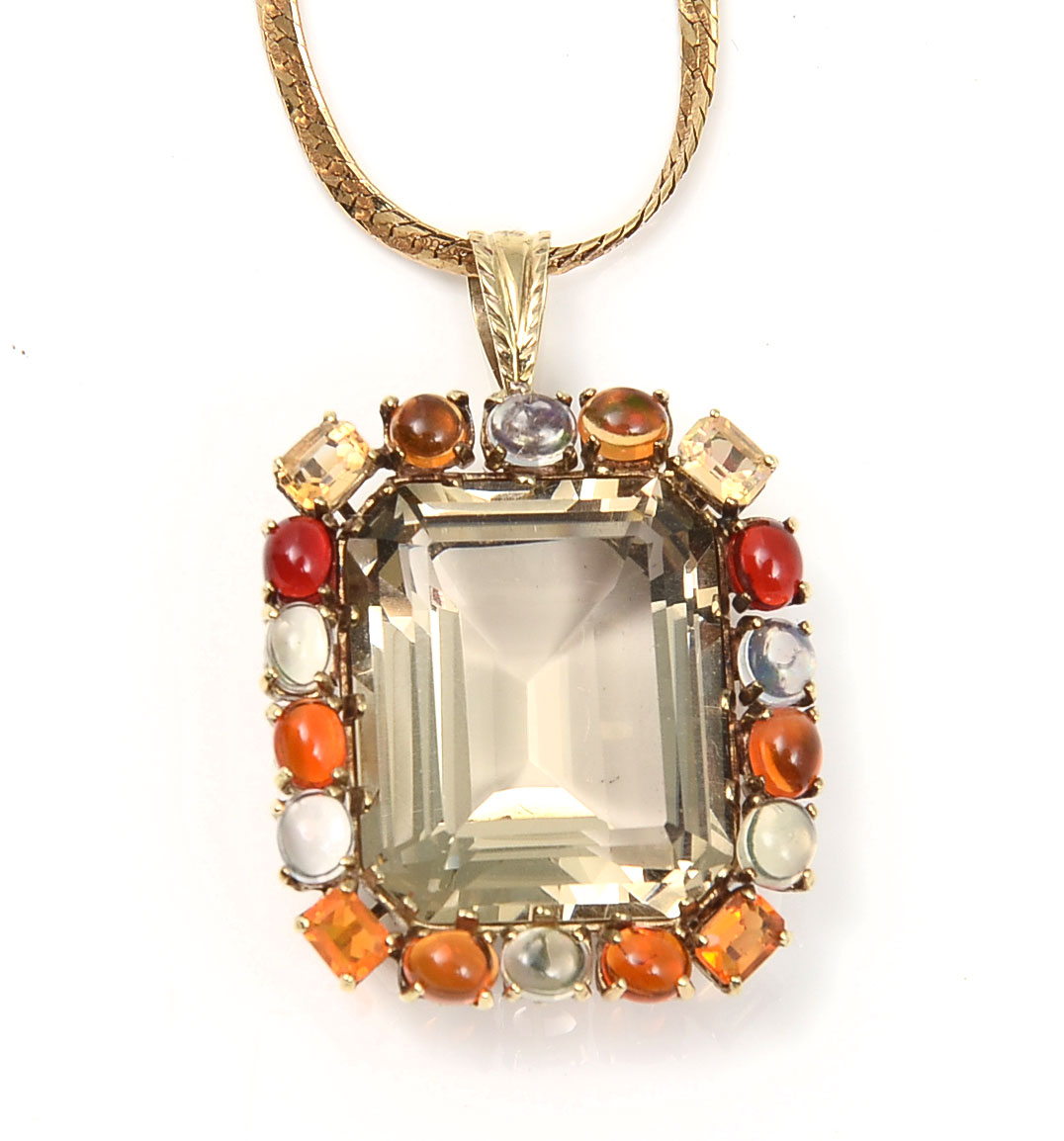 Appraisal: K QUARTZ OPAL PENDANT K yellow gold pendant contains one