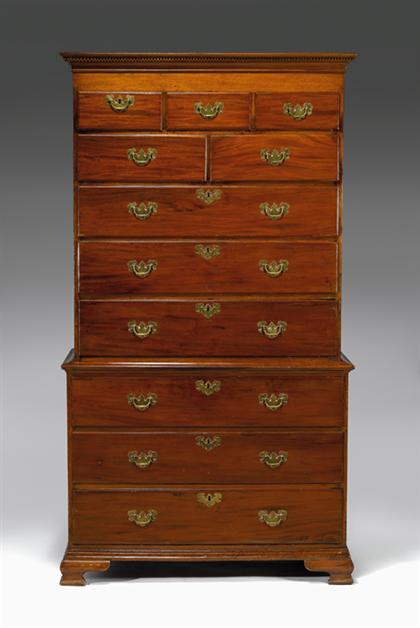 Appraisal: Chippendale cherrywood chest-on-chest pennsylvania circa H in W in D