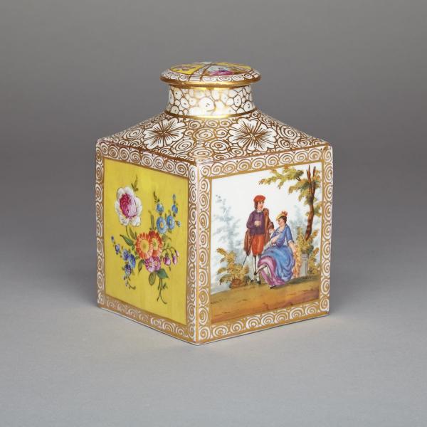 Appraisal: Dresden Tea Caddy th century of square shape with circular