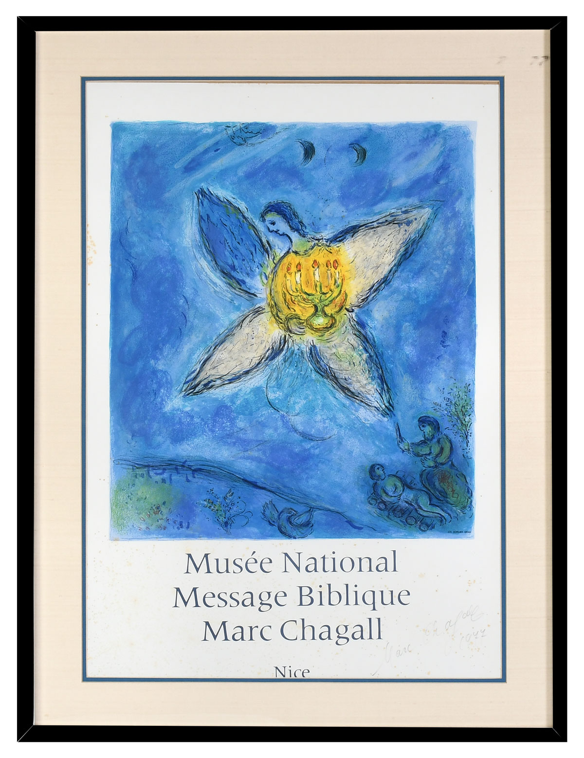 Appraisal: SIGNED MARK CHAGALL MUSEE NATIONAL POSTER Musee Nationale Message Biblique