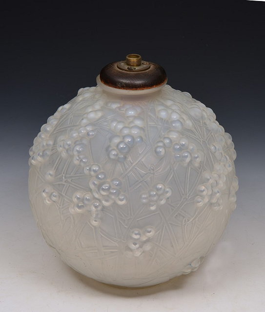 Appraisal: A LALIQUE 'DRUIDE' OVOID VASE converted to a lamp base