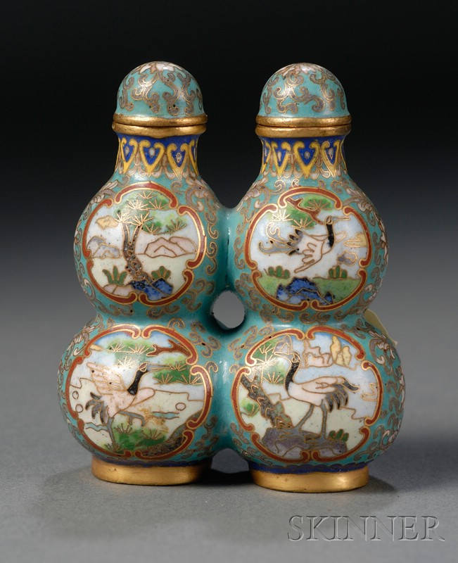 Appraisal: Cloisonne Double Snuff Bottle China th century double gourds with