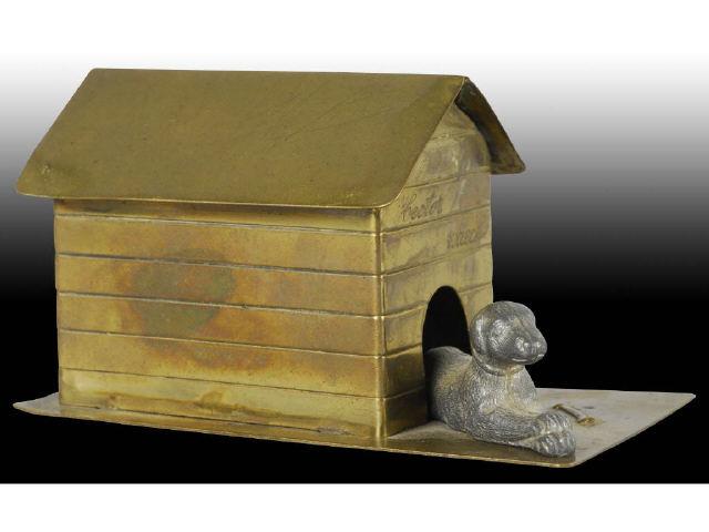 Appraisal: German Tin Pot Metal Dog Dog House Still Bank Description