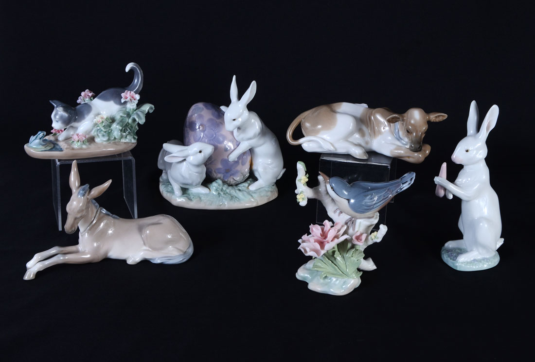 Appraisal: LLADRO PORCELAIN ANIMAL FIGURINES pieces total to include Easter Bunnies