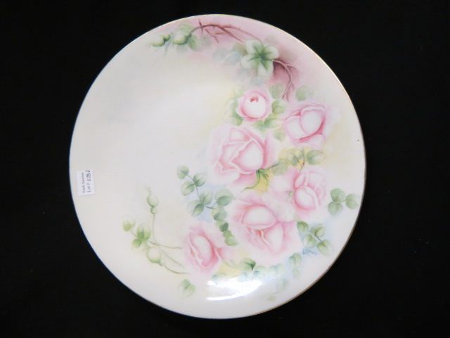 Appraisal: Limoges Handpainted Porcelain Charger rose decor artist signed excellent