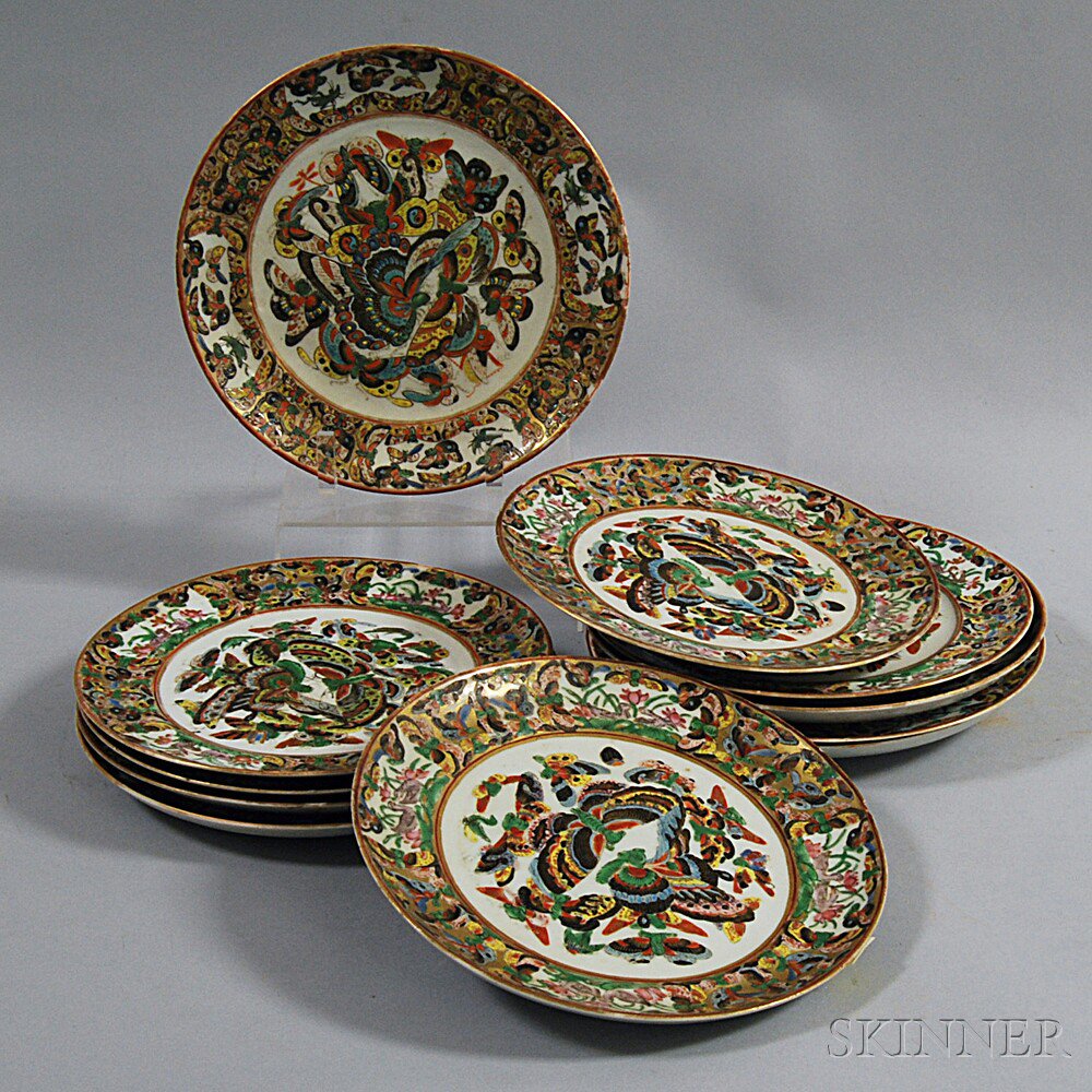 Appraisal: Ten Chinese Export One Hundred Butterflies Plates imperfections dia in