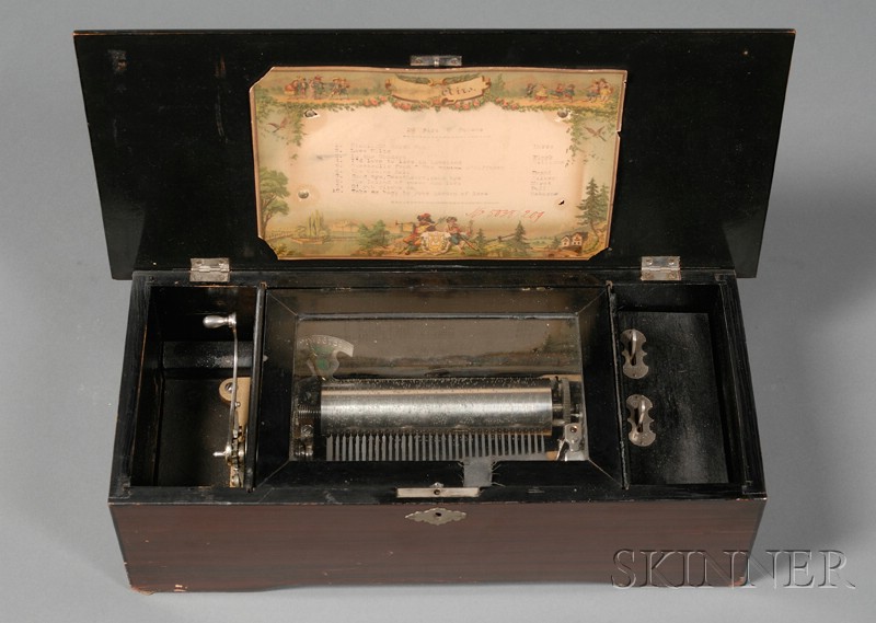 Appraisal: Ten-Air Cylinder Musical Box the nickel plated lever-wound movement with