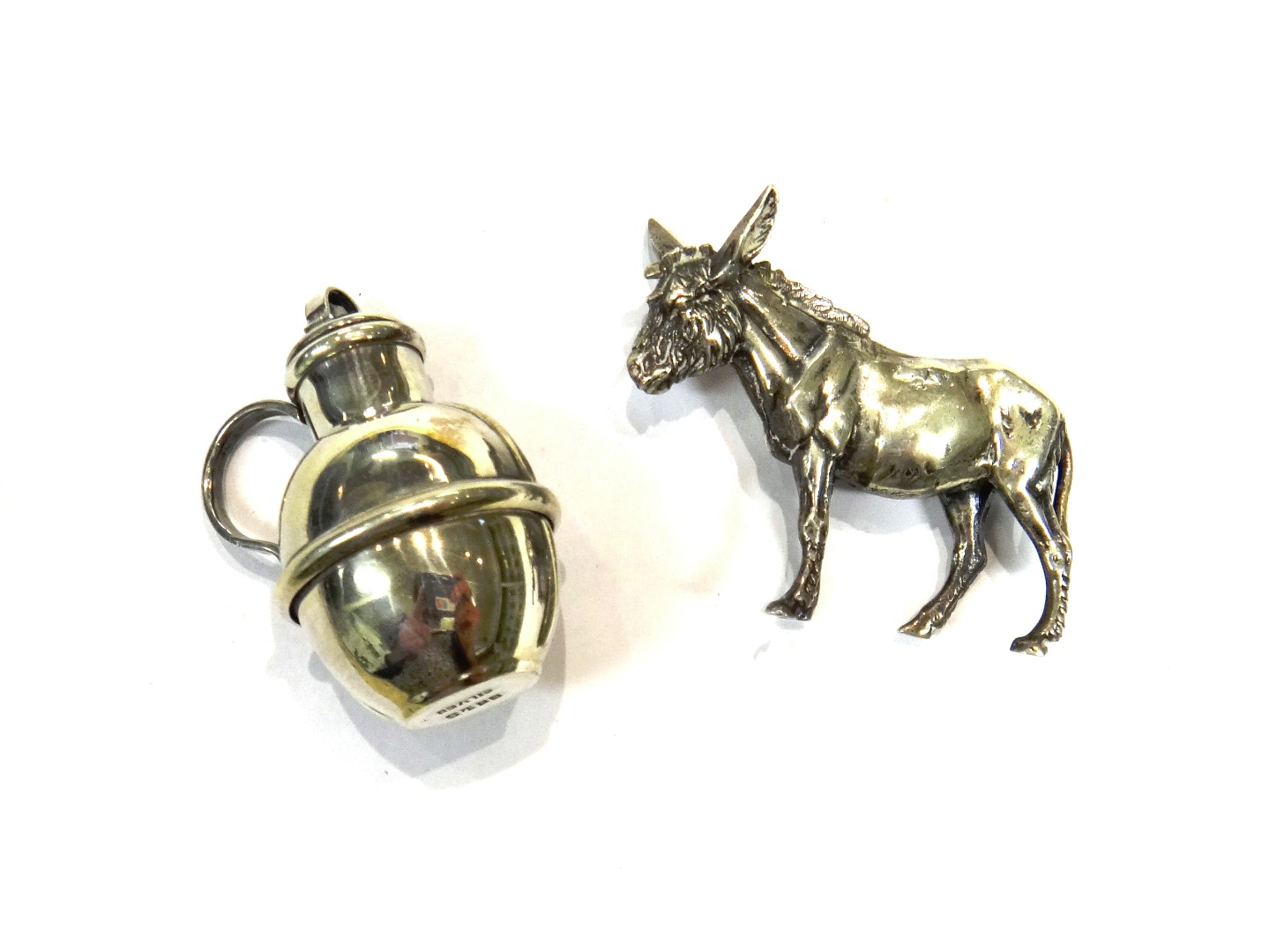 Appraisal: A silver model of a standing donkey London weight gms