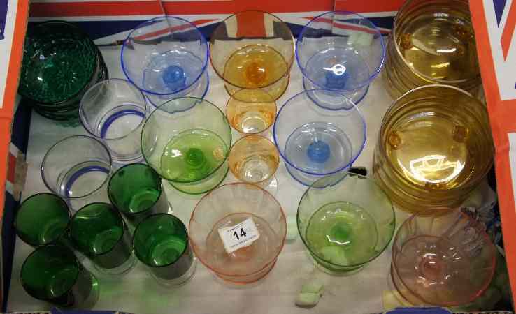 Appraisal: 's Large Coloured Glass items including Bowl Fish Ash Trays