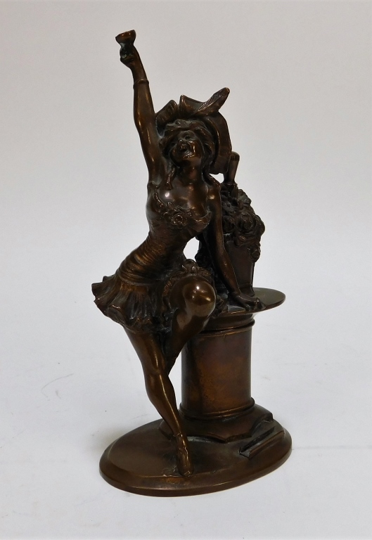 Appraisal: AMERICAN COPPER SPELTER PARTY GIRL LIGHTER STRIKE United States th