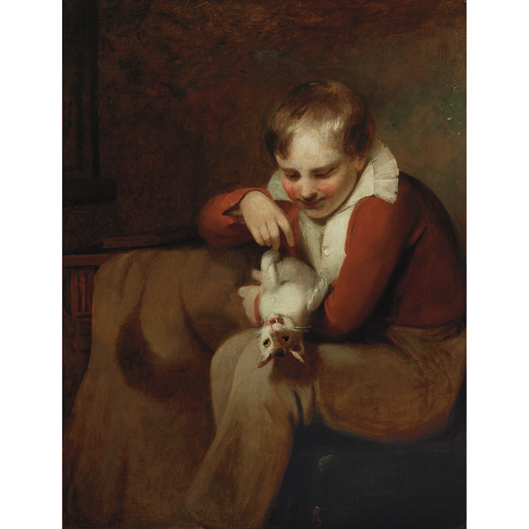 Appraisal: John Opie English - Boy with a Cat Signed J