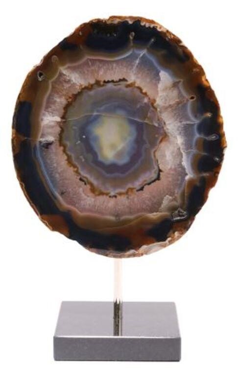 Appraisal: Agate specimen Brazil mounted on black granite base specimen approx