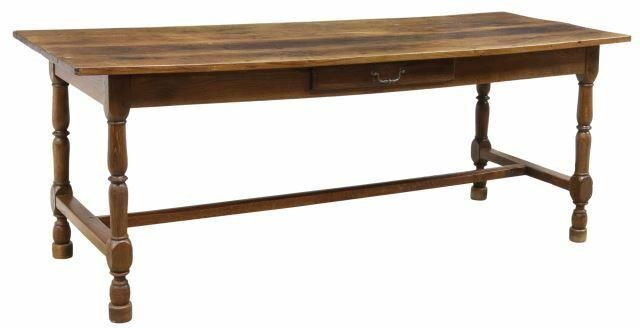 Appraisal: French Provincial oak farmhouse table early th c four-board top