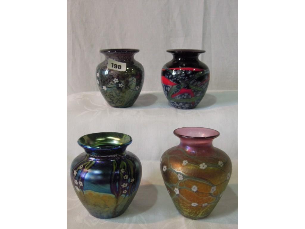 Appraisal: A set of four Okra vases of various design and