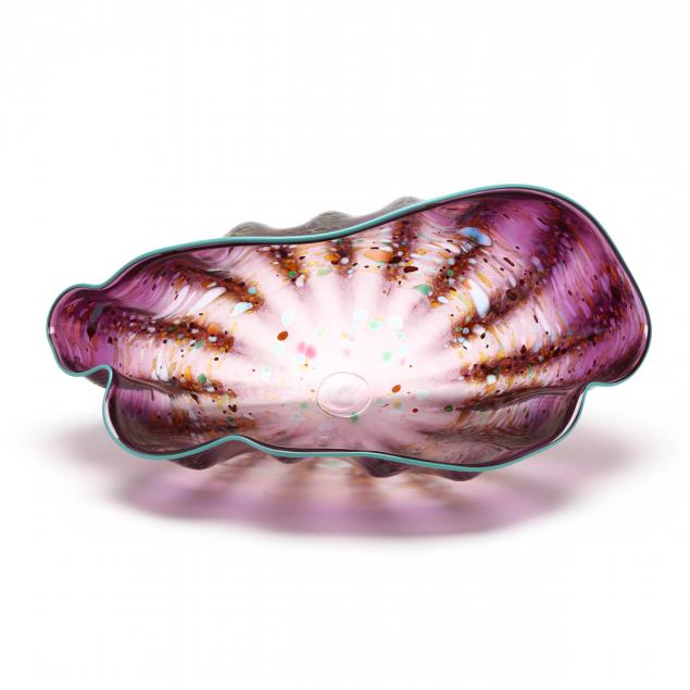 Appraisal: DALE CHIHULY AMERICAN B AMETHYST MACCHIA WITH TURQUOISE LIP thin