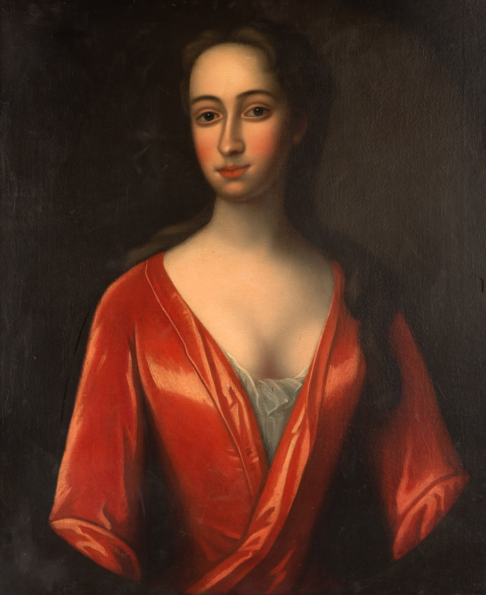 Appraisal: TH CENTURY WOMAN IN A RED JACKET Oil on canvas