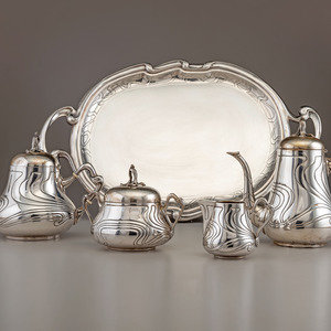 Appraisal: Art Nouveau Continental Early th Century Five-Piece Tea and Coffee