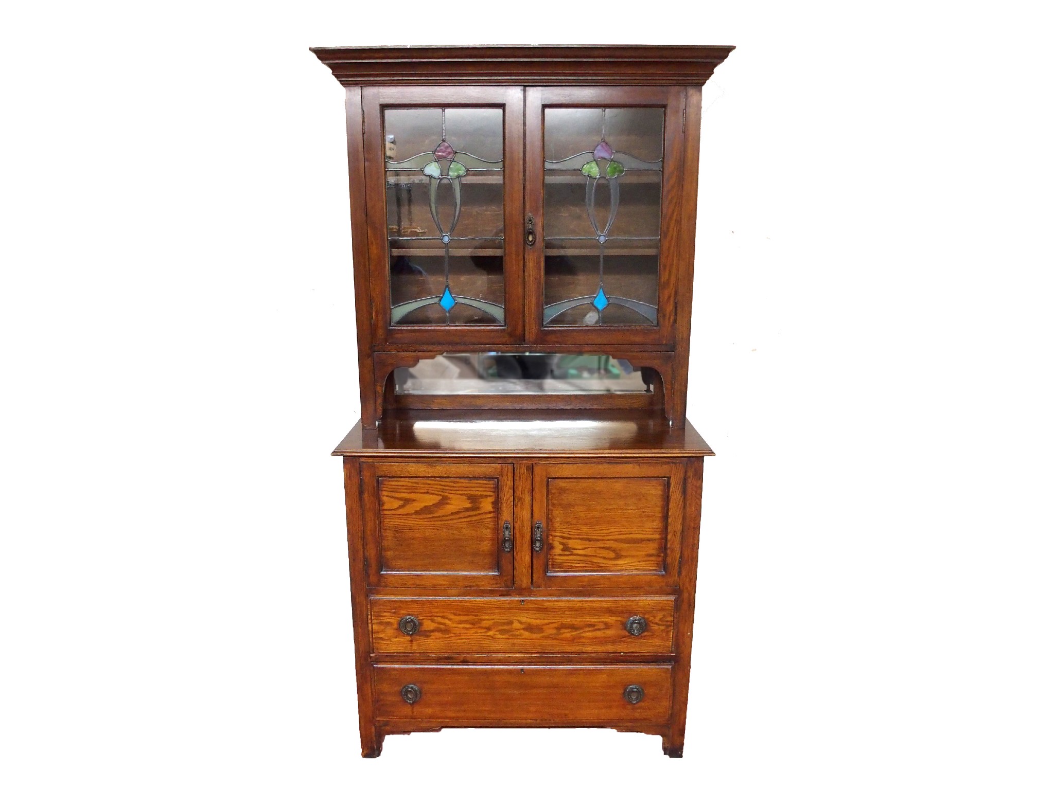 Appraisal: An oak Arts and Crafts display case and adapted basewith