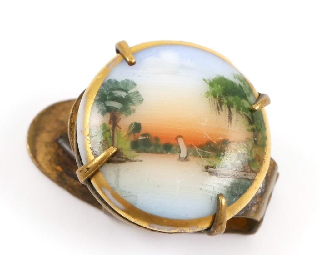 Appraisal: Florida scene painted on porcelain -- called a cameona --