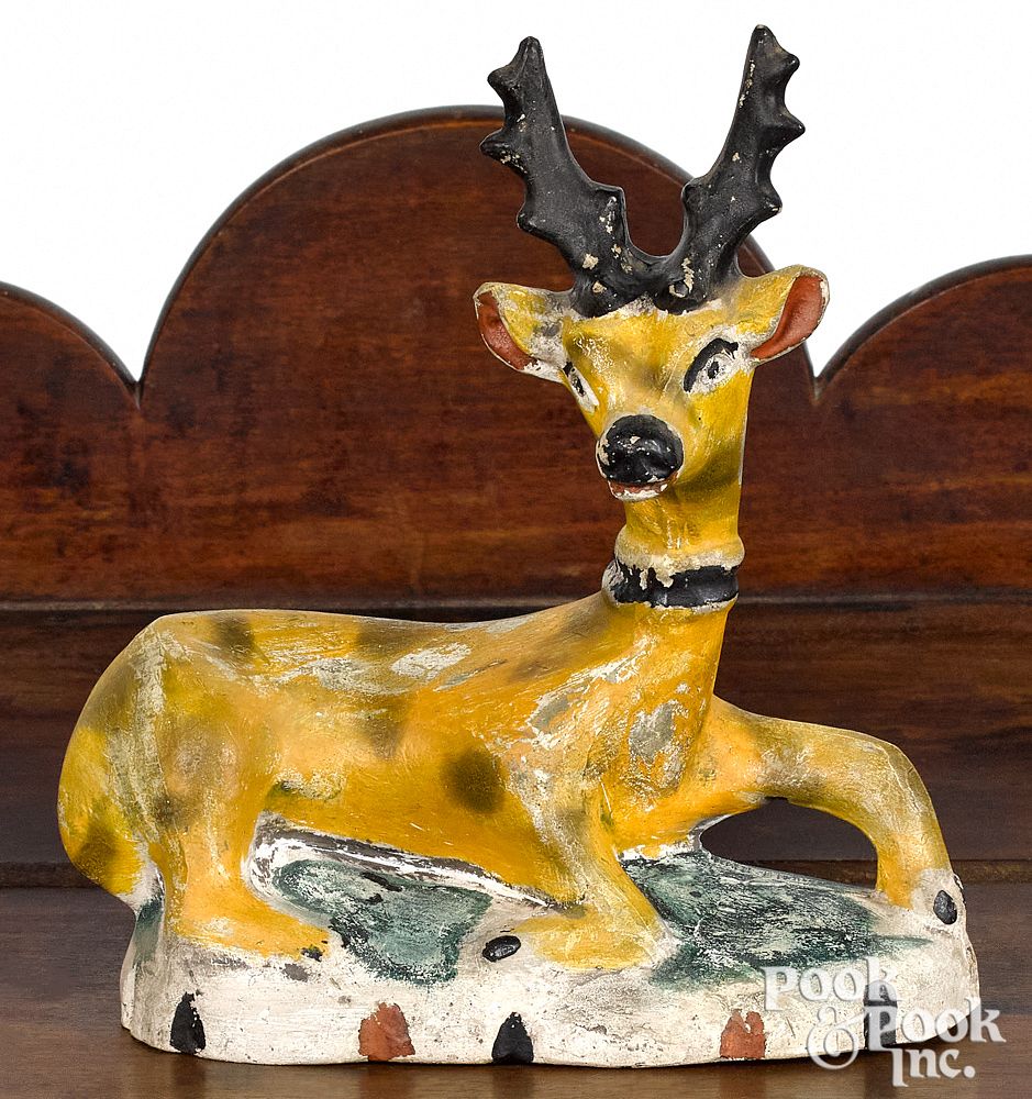 Appraisal: Pennsylvania chalkware stag th c Pennsylvania chalkware stag th c