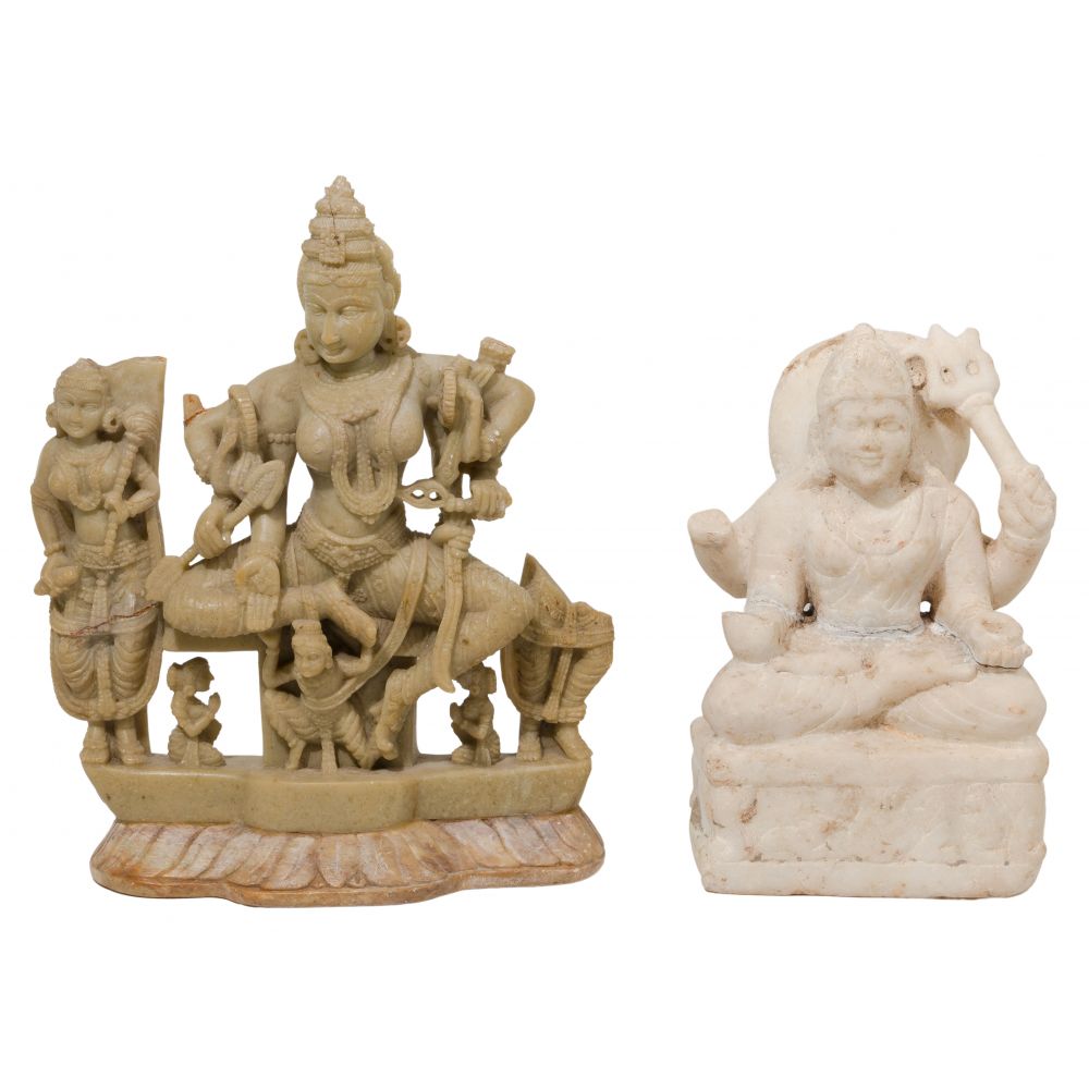 Appraisal: ASIAN STONE SHIVA FIGURES items including one in white marble