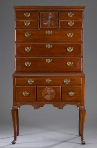 Appraisal: American Queen Anne Highboy Mahogany with poplar secondary Molded cornice