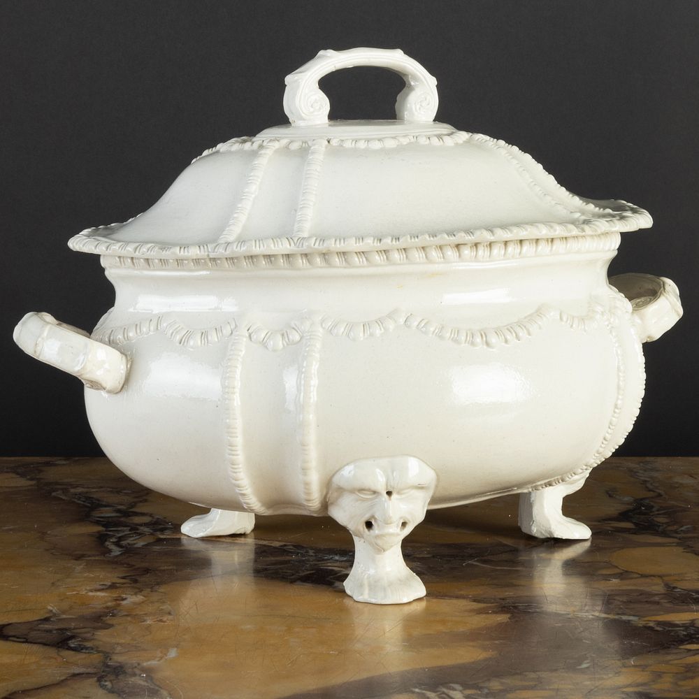 Appraisal: English Salt Glazed Tureen and Cover of Silver Shape Unmarked