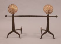 Appraisal: Three Piece Arts Crafts Andirons These period Arts Crafts andirons