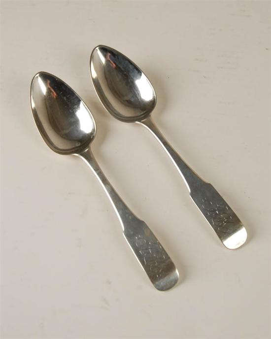 Appraisal: Two J P Targee Coin Silver Soup Serving Spoons c