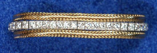 Appraisal: PLATINUM AND DIAMOND BRACELET and a K YELLOW GOLD BRACELET