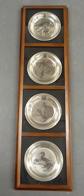 Appraisal: - Four sterling silver bird plates National Audubon Society issue