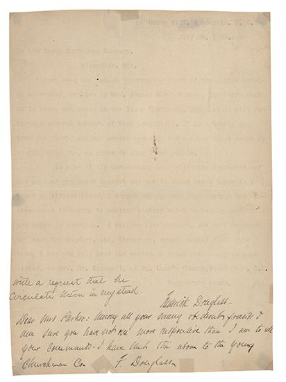 Appraisal: DOUGLASS FREDERICK Typed Letter Signed a copy of a letter