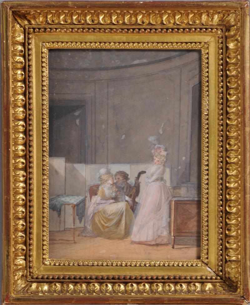 Appraisal: FRENCH SCHOOL A PAIR OF INTERIORS Watercolor on paper unsigned