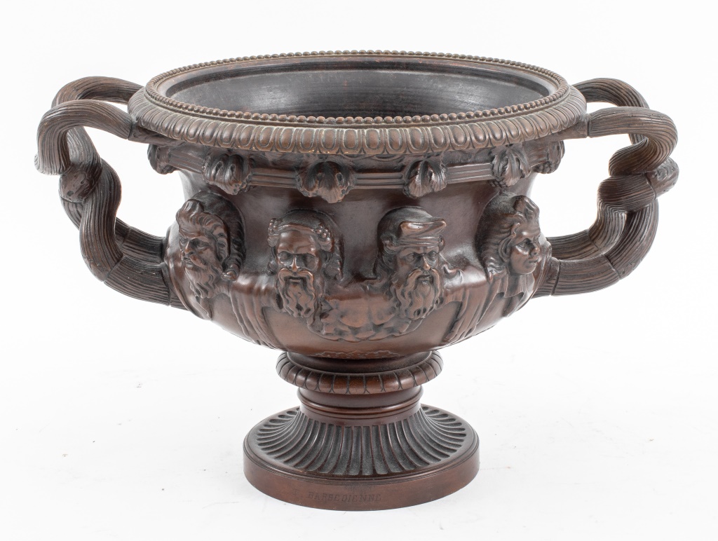 Appraisal: GRAND TOUR BRONZE ALBANI VASE BY BARBEDIENNE Grand Tour Patinated