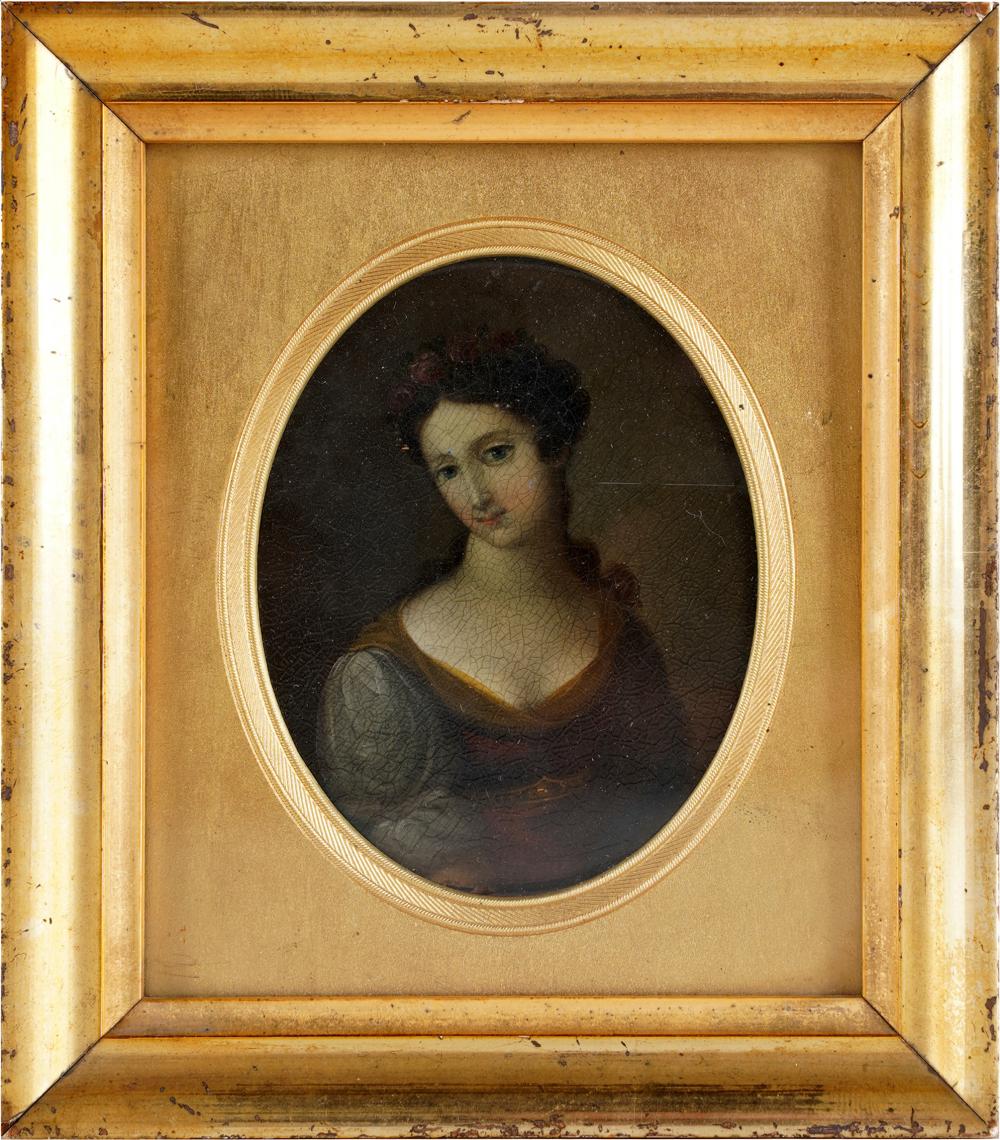 Appraisal: MINIATURE PORTRAIT OF A WOMANprobably oil no visible signature old