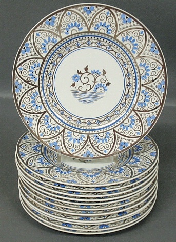 Appraisal: - Set of twelve English Wedgwood service plates with silver