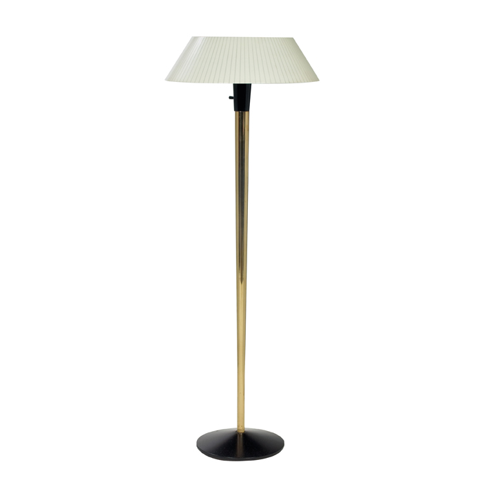 Appraisal: Lightolier floor lamp USA s brass column over a black